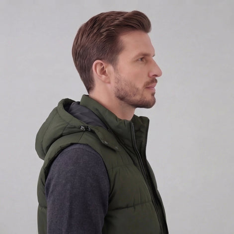 Men's Padded Body Warmer Vest with Hood