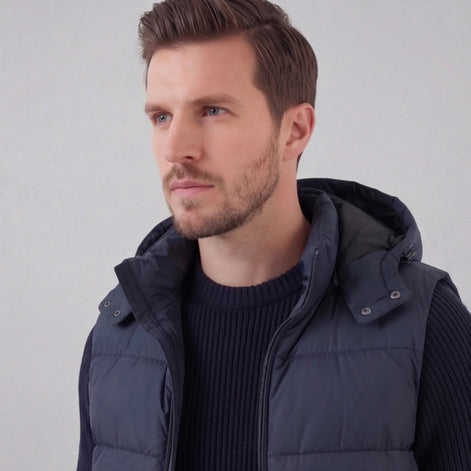 Men's Padded Body Warmer Vest with Hood