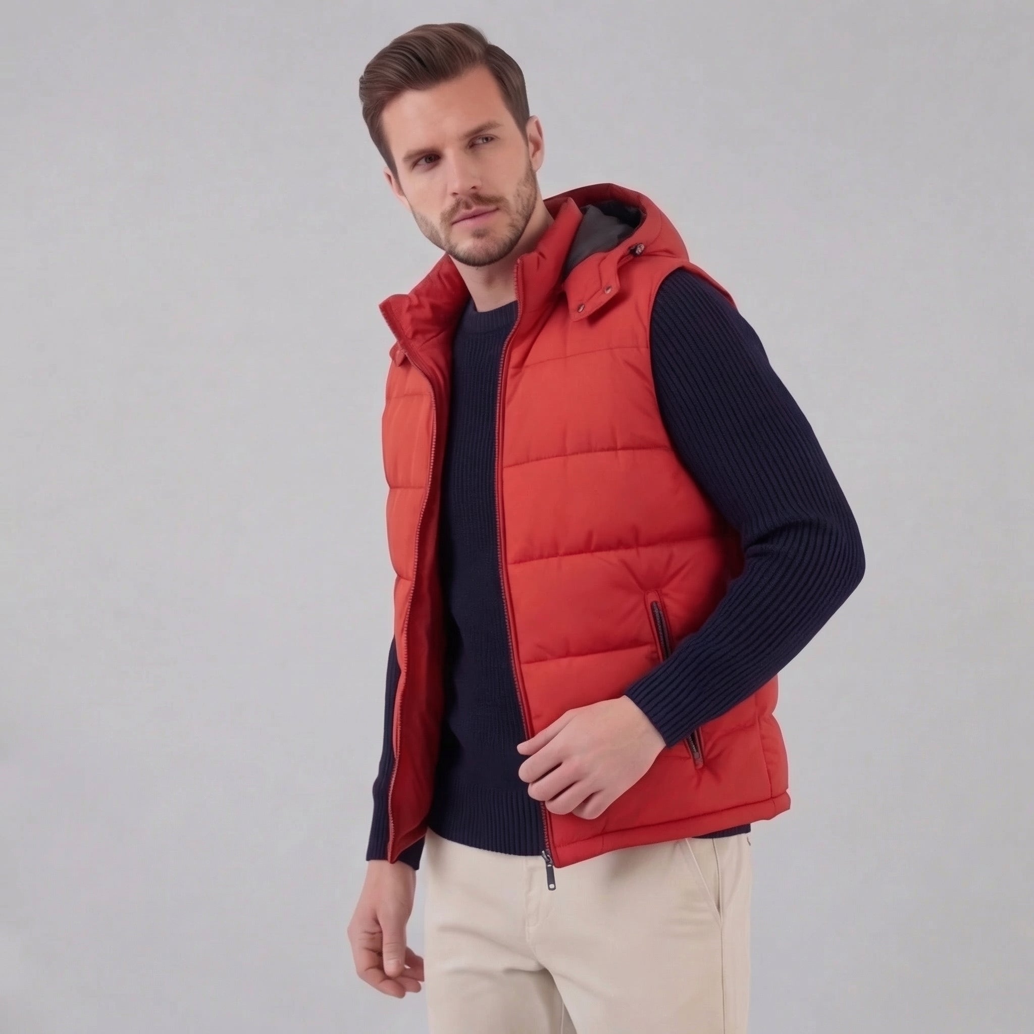 Men's Padded Body Warmer Vest with Hood
