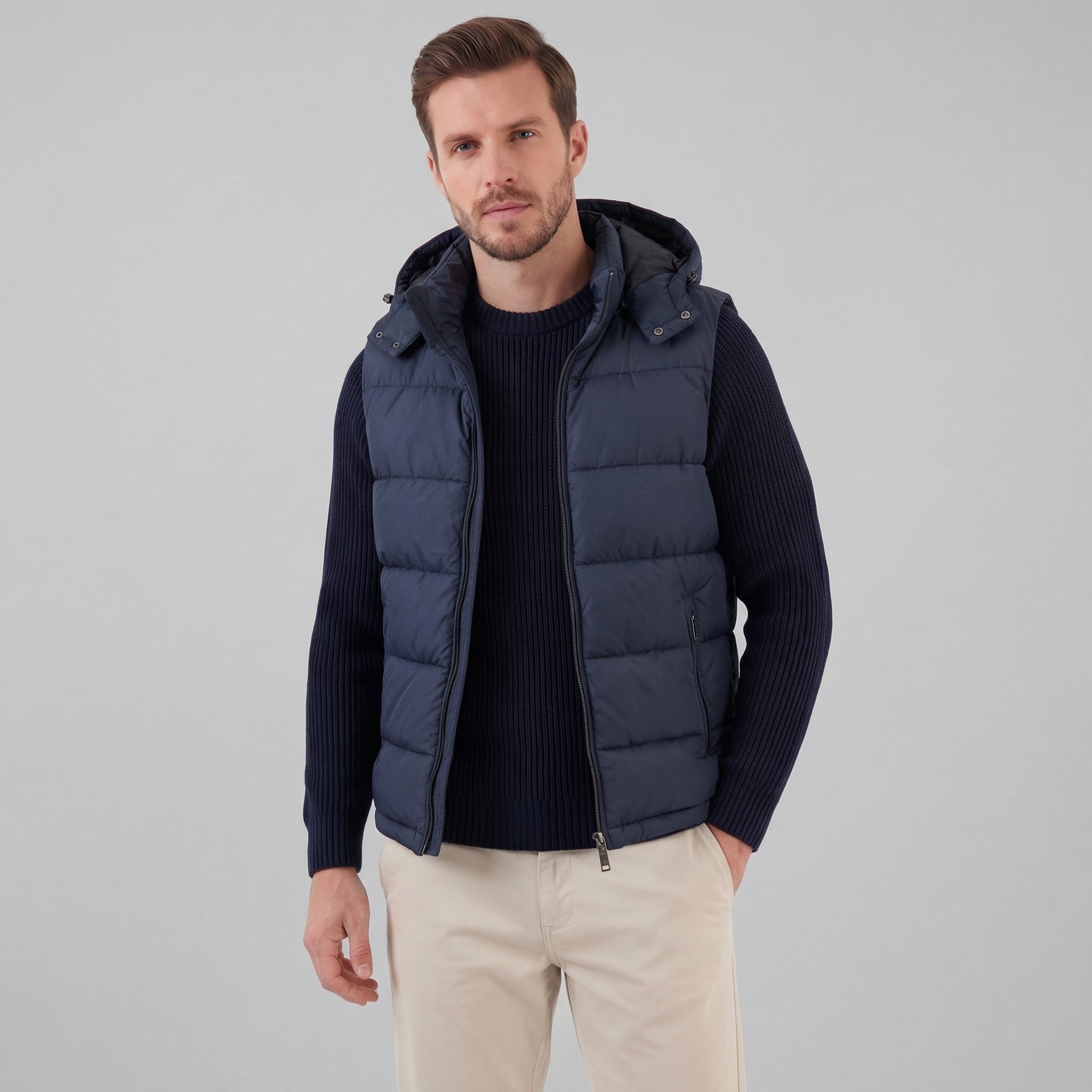 Men's Padded Body Warmer Vest with Hood