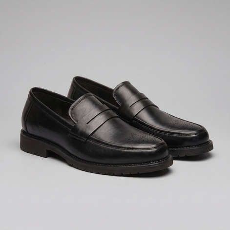 Men's Penny Loafers with Brogue Details