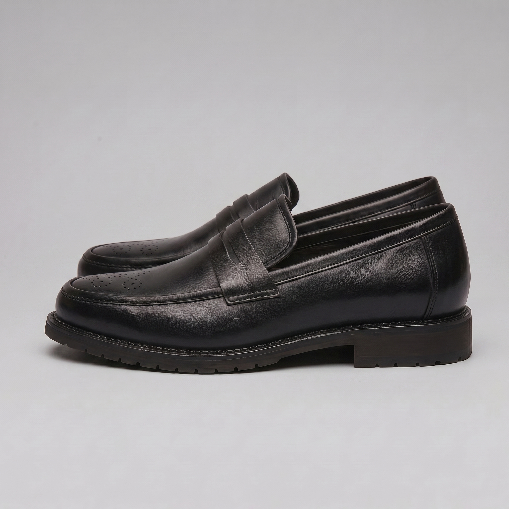 Men's Penny Loafers with Brogue Details