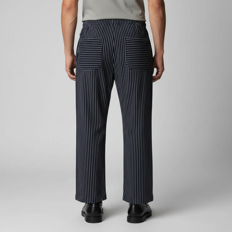 Men's Pinstripe Cotton Linen Drawstring Trousers