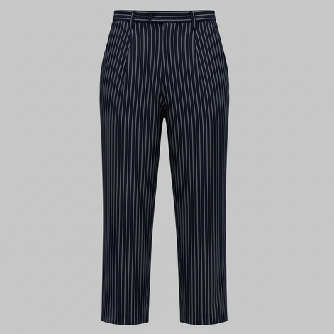 Men's Pinstripe Cotton Linen Drawstring Trousers