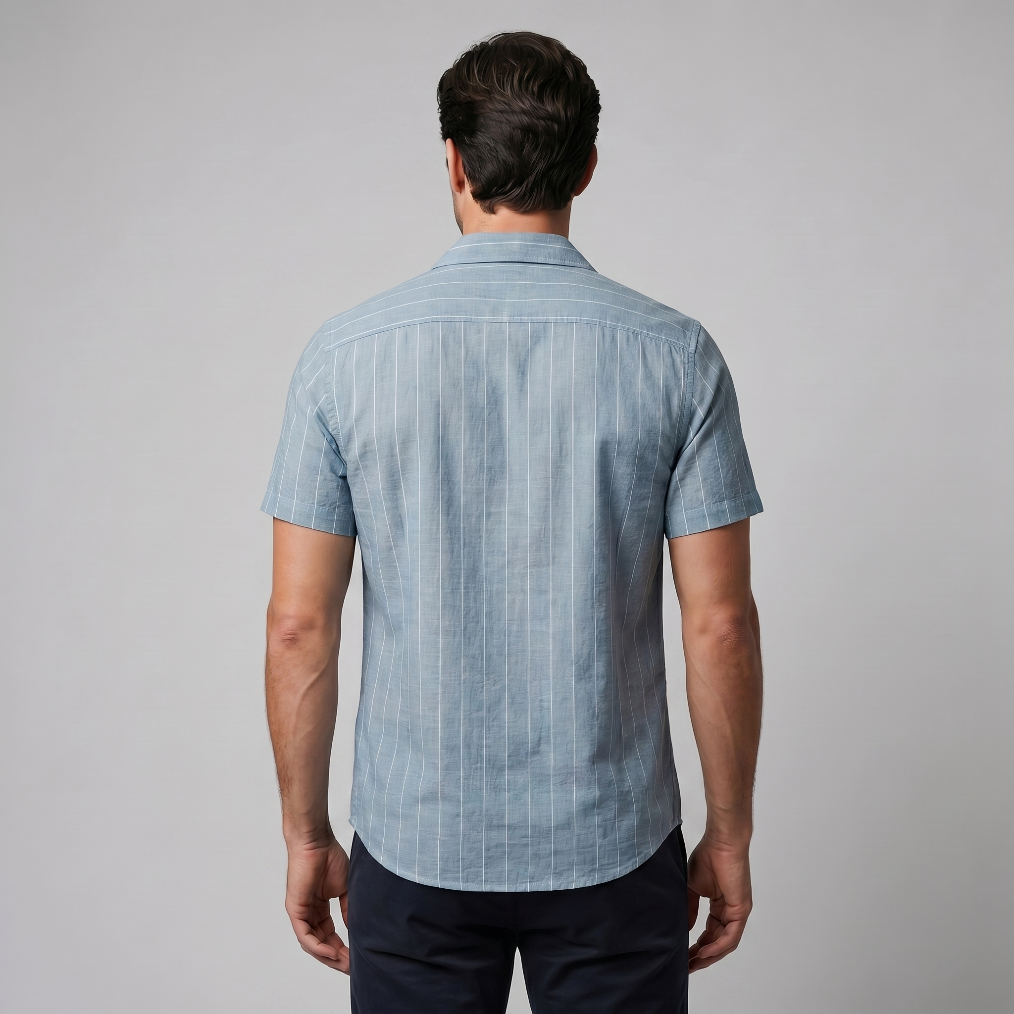Men's Pinstripe Short-Sleeve Camp Shirt
