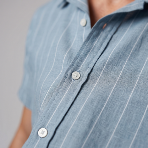 Men's Pinstripe Short-Sleeve Camp Shirt