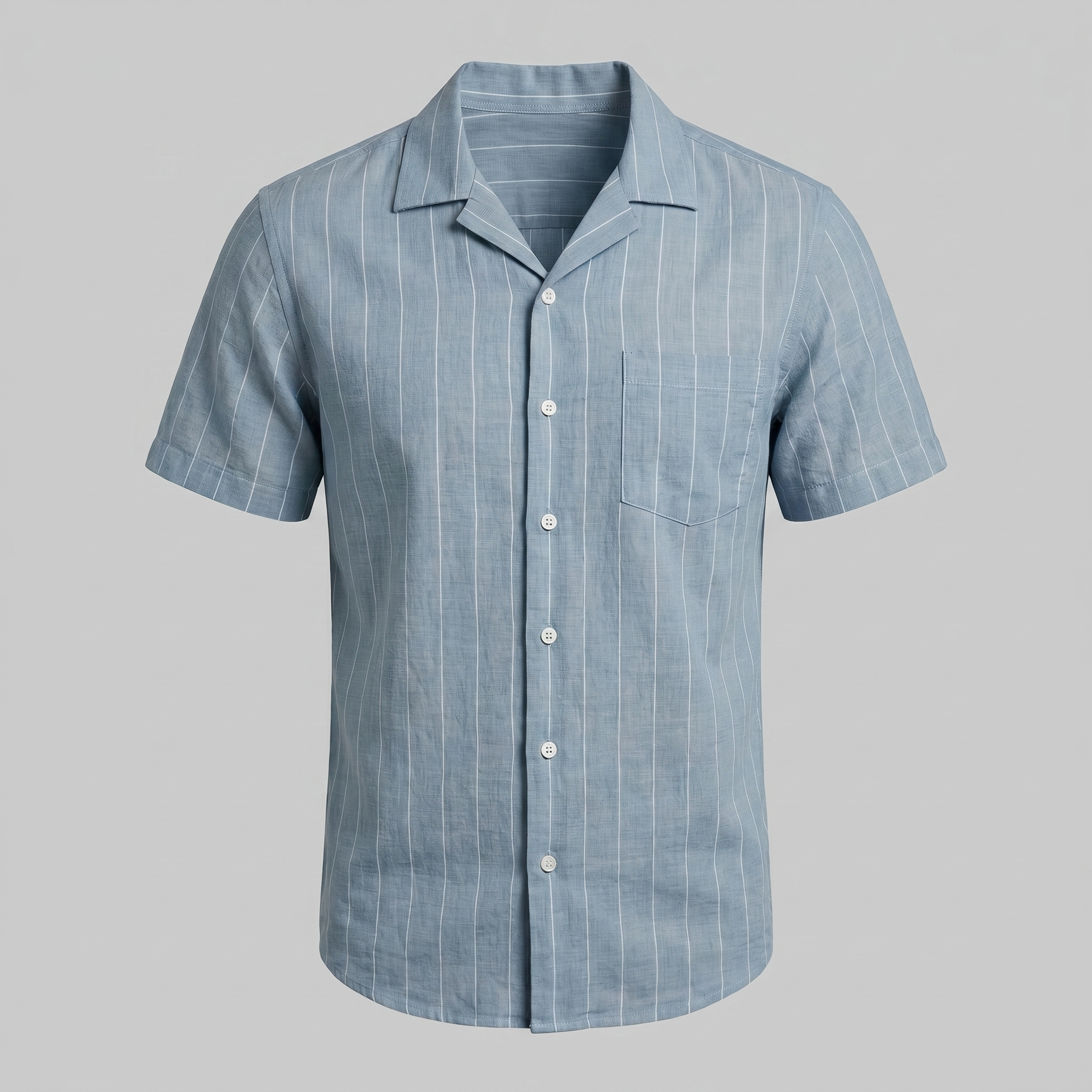 Men's Pinstripe Short-Sleeve Camp Shirt