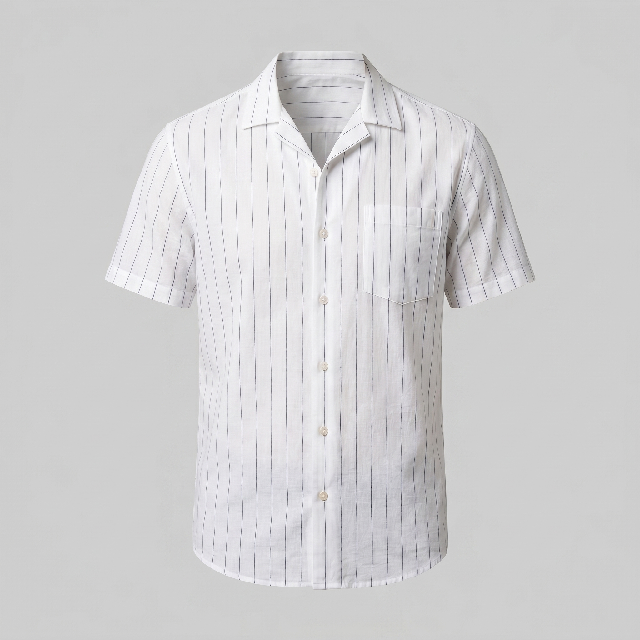 Men's Pinstripe Short-Sleeve Camp Shirt