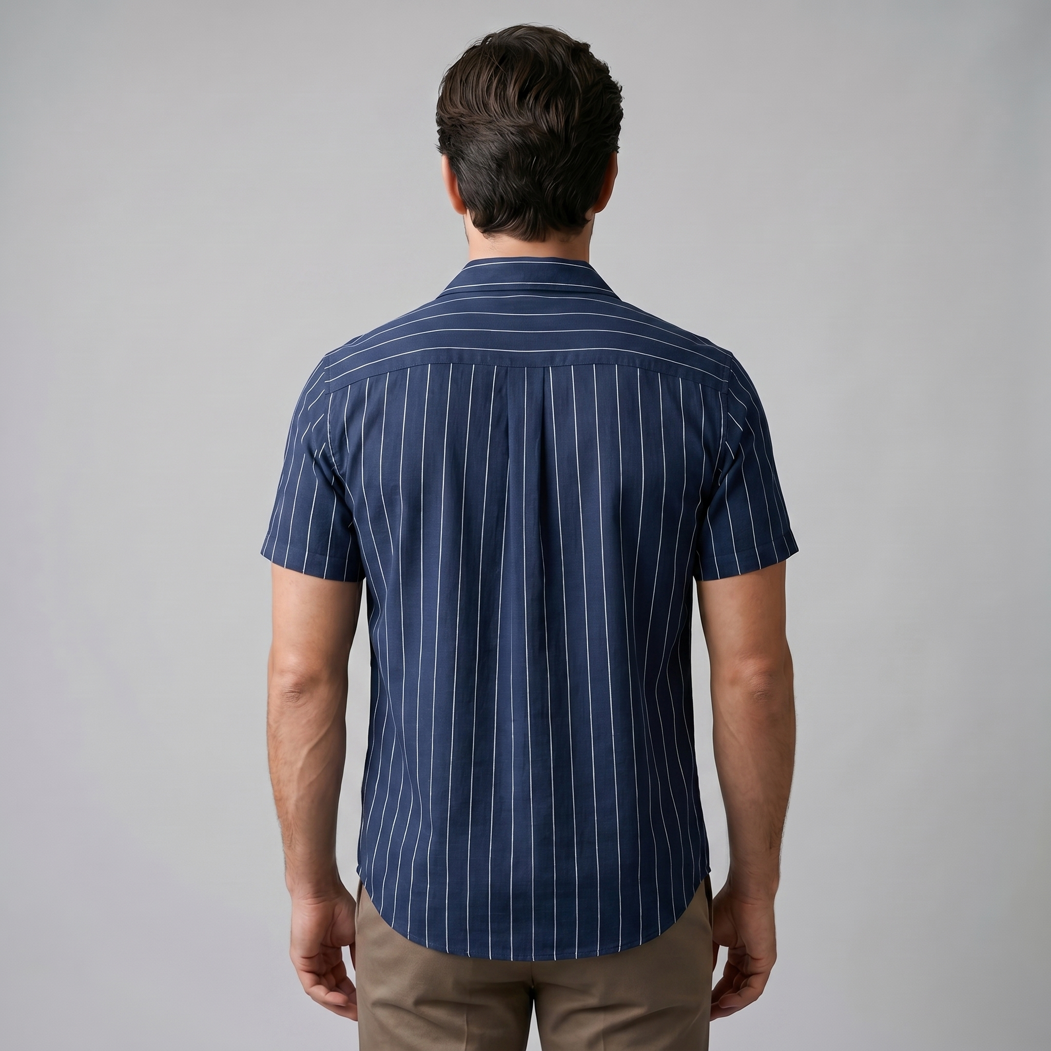 Men's Pinstripe Short-Sleeve Camp Shirt