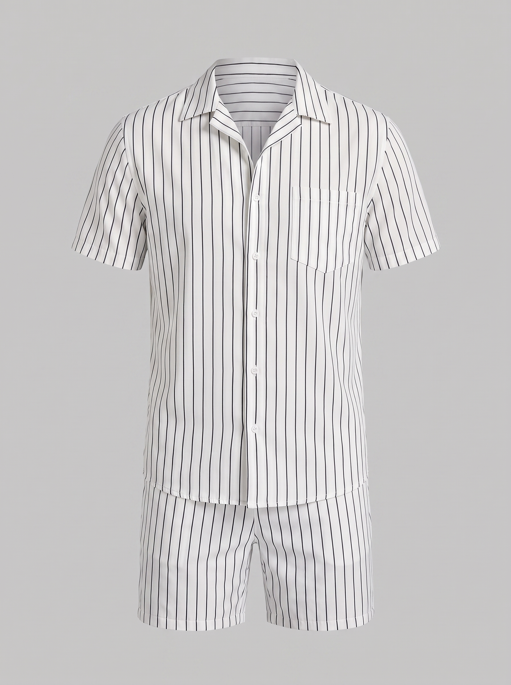 Men's Pinstripe Short Sleeve Co-Ord Set