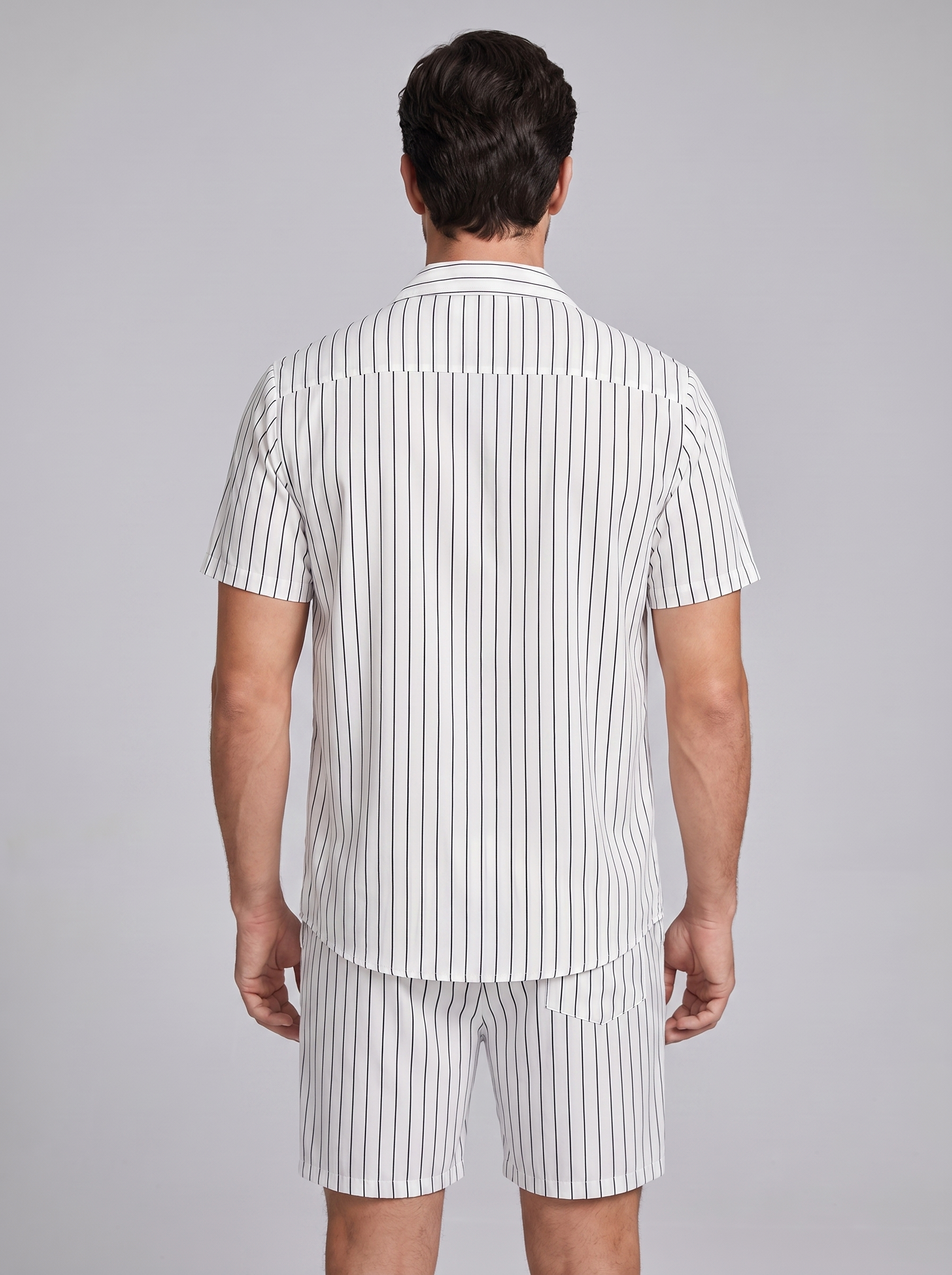 Men's Pinstripe Short Sleeve Co-Ord Set
