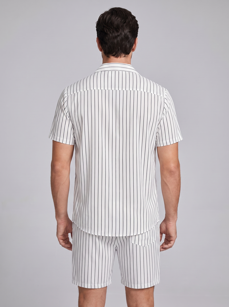 Men's Pinstripe Short Sleeve Co-Ord Set