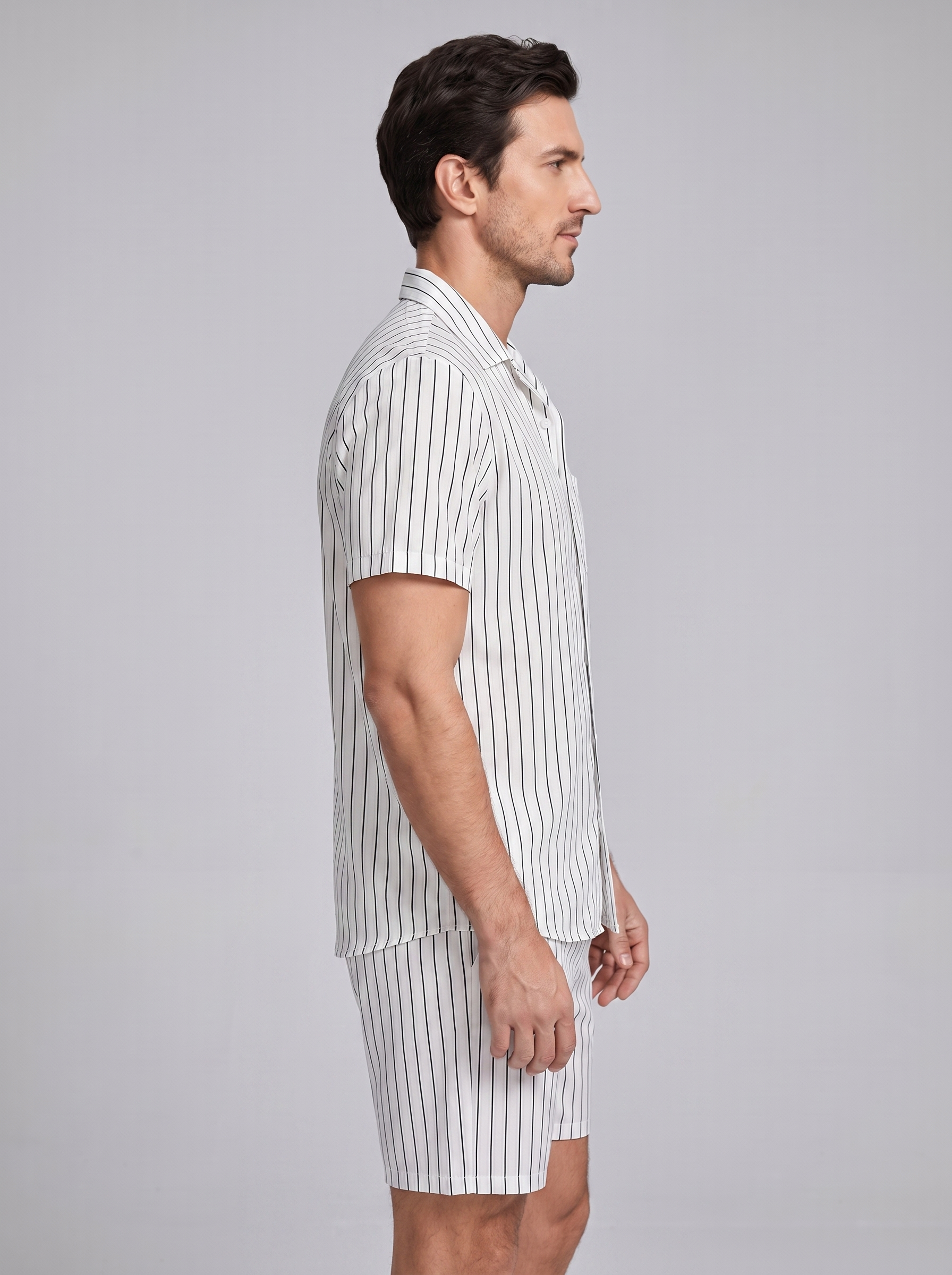 Men's Pinstripe Short Sleeve Co-Ord Set