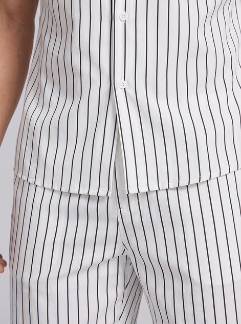 Men's Pinstripe Short Sleeve Co-Ord Set