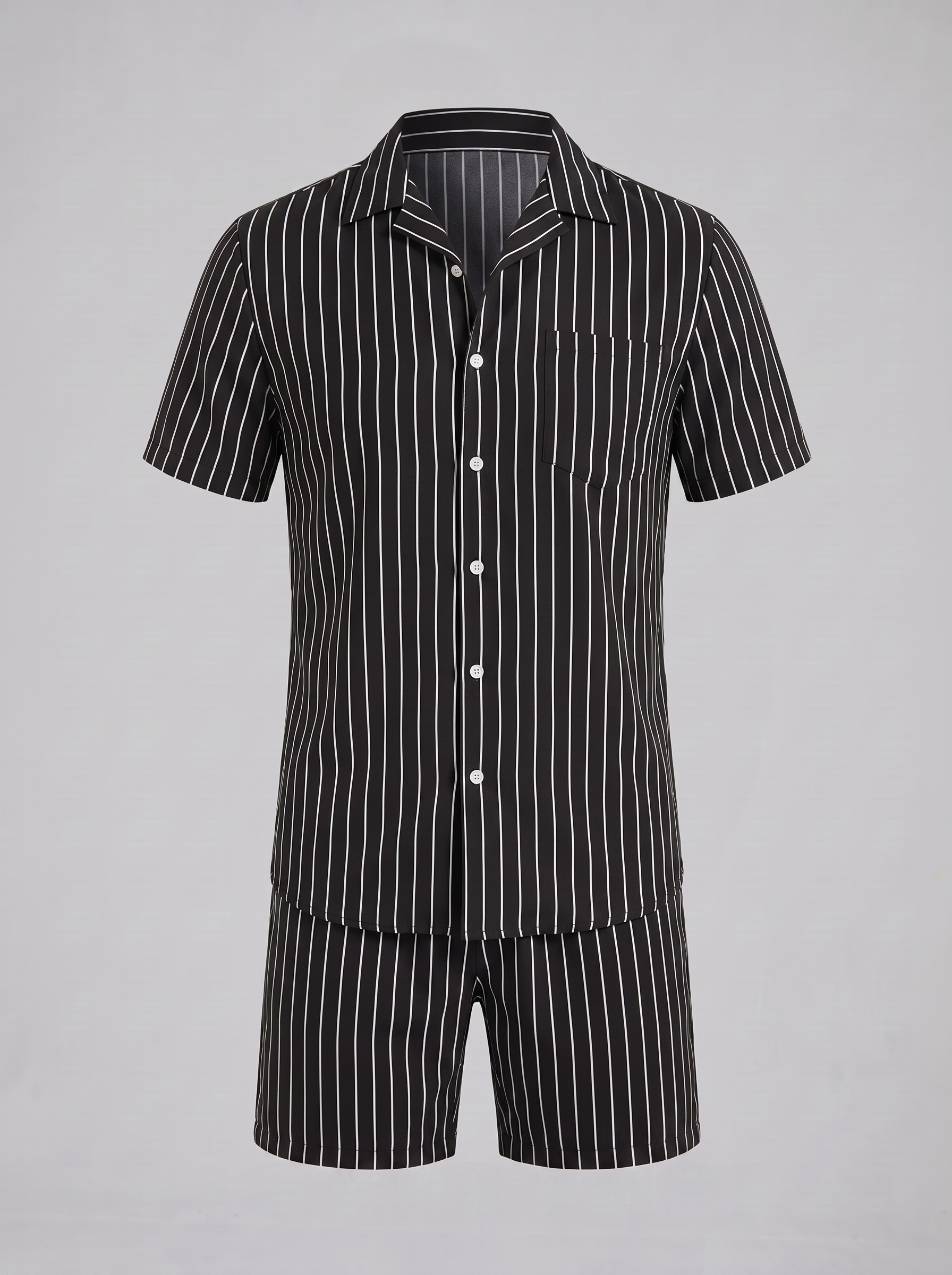 Men's Pinstripe Short Sleeve Co-Ord Set