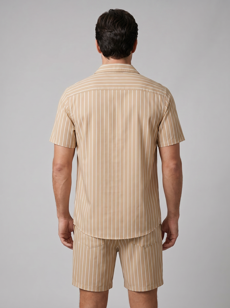 Men's Pinstripe Short Sleeve Co-Ord Set