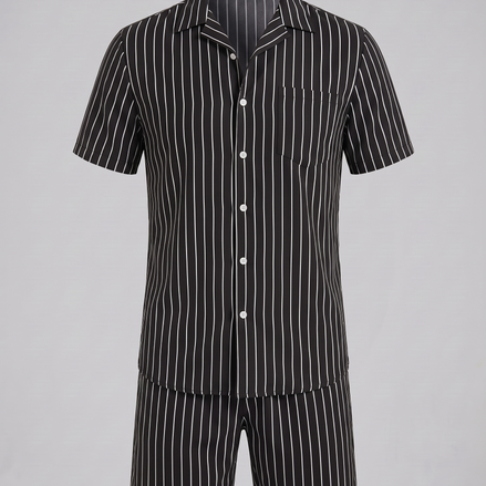 Men's Pinstripe Short Sleeve Co-Ord Set