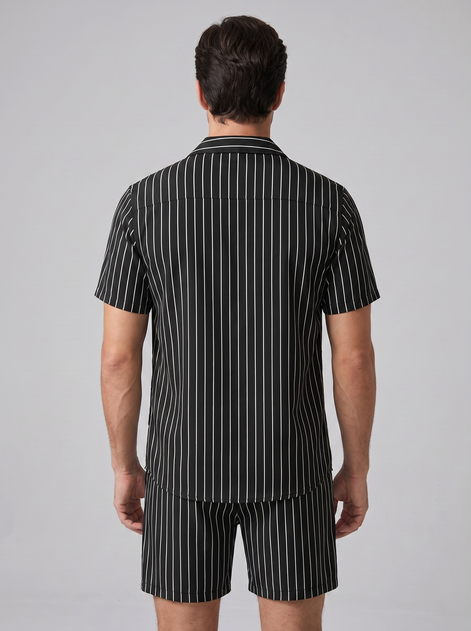 Men's Pinstripe Short Sleeve Co-Ord Set