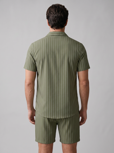 Men's Pinstripe Short Sleeve Co-Ord Set