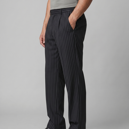 Men's Pinstripe Wide Leg Trousers