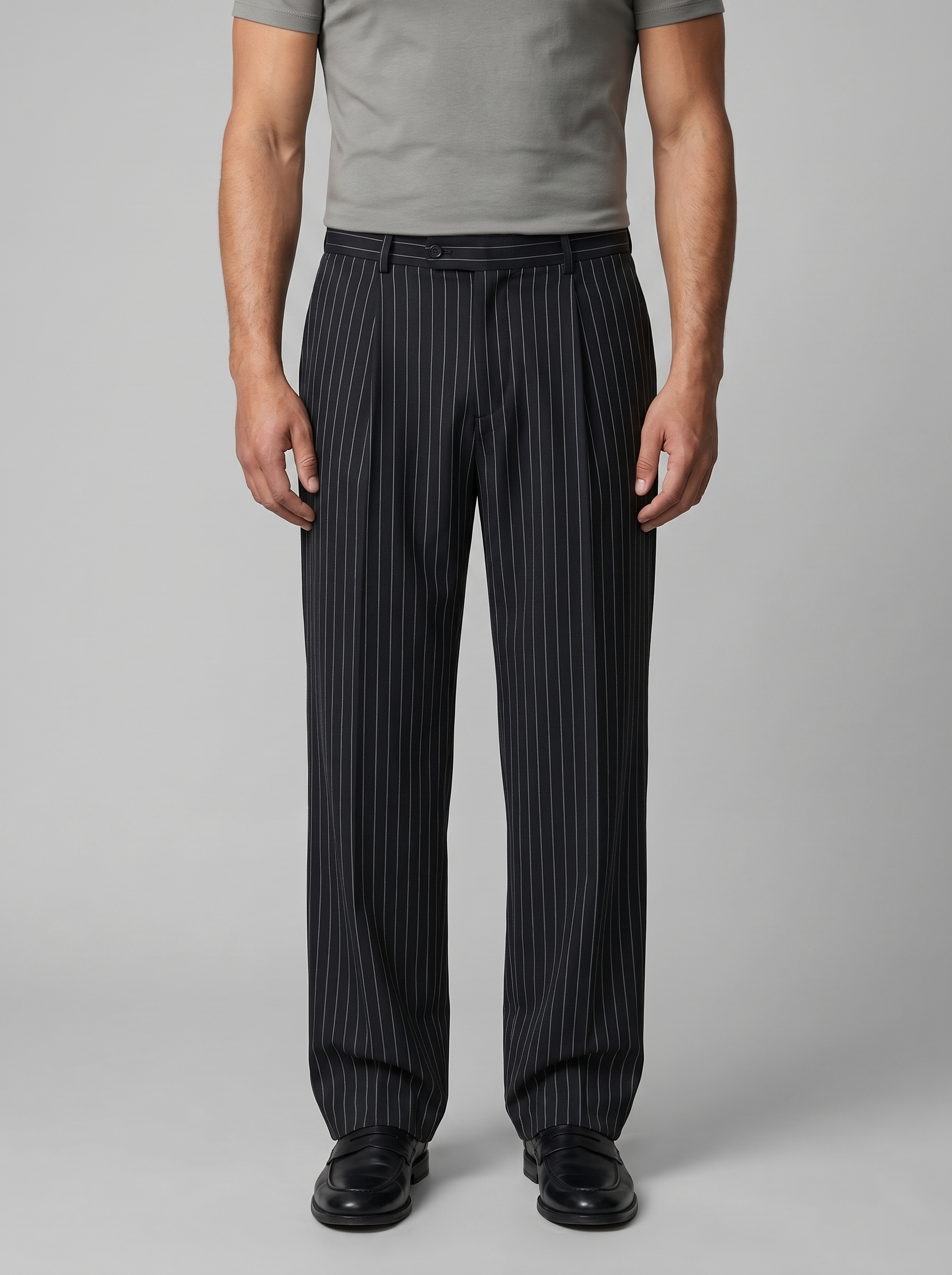 Men's Pinstripe Wide Leg Trousers