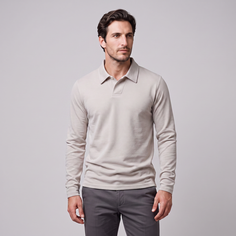 Men's Piqué Long Sleeve Polo Shirt