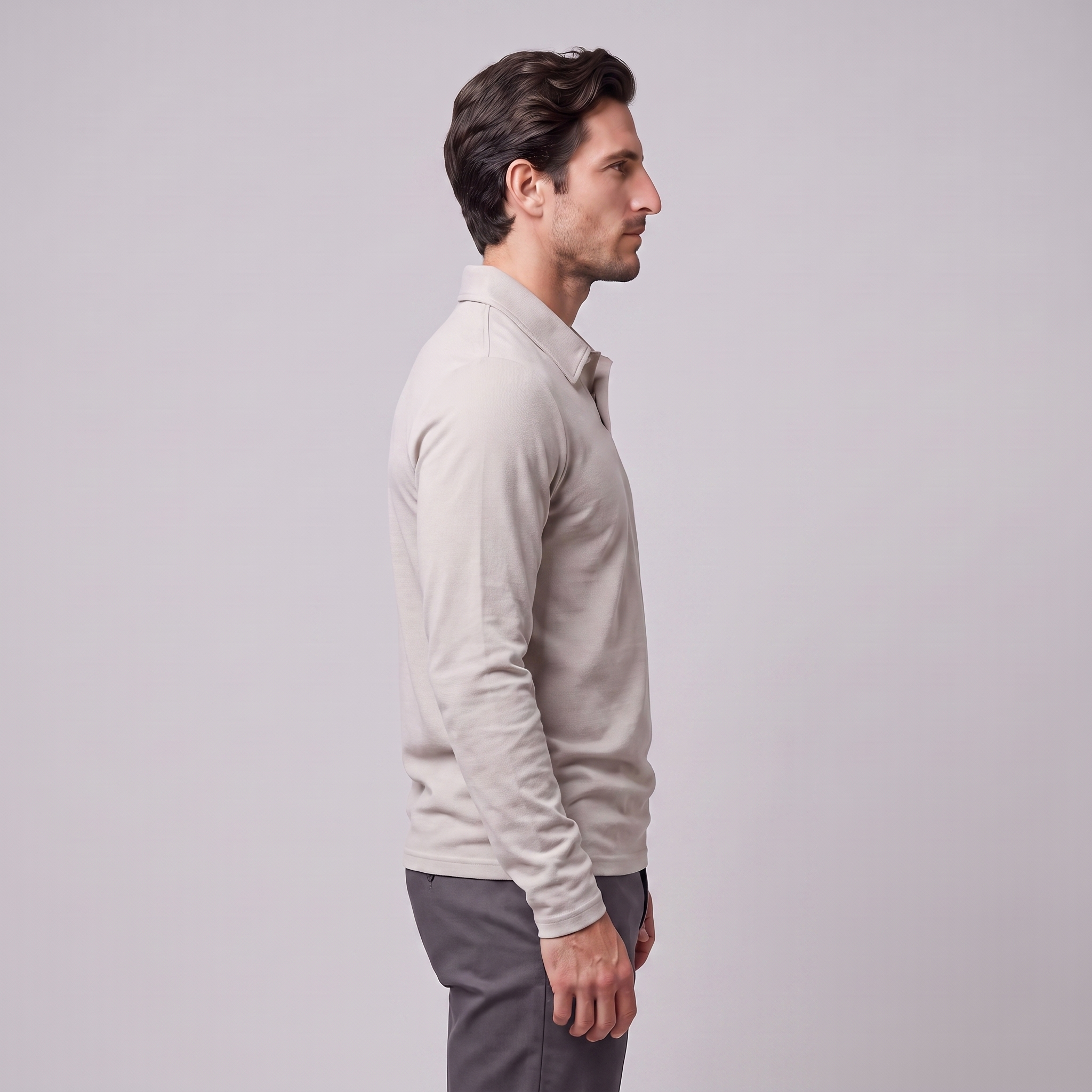 Men's Piqué Long Sleeve Polo Shirt