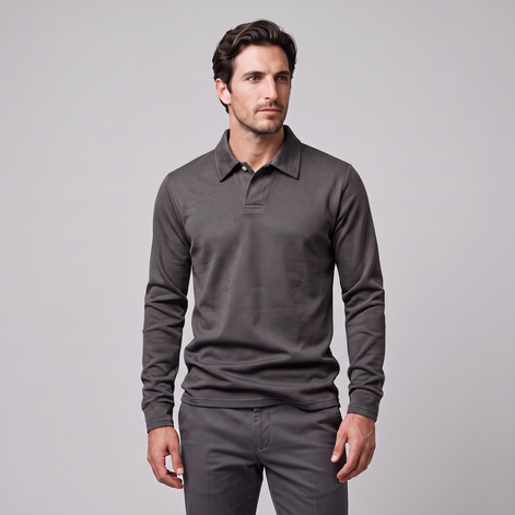 Men's Piqué Long Sleeve Polo Shirt