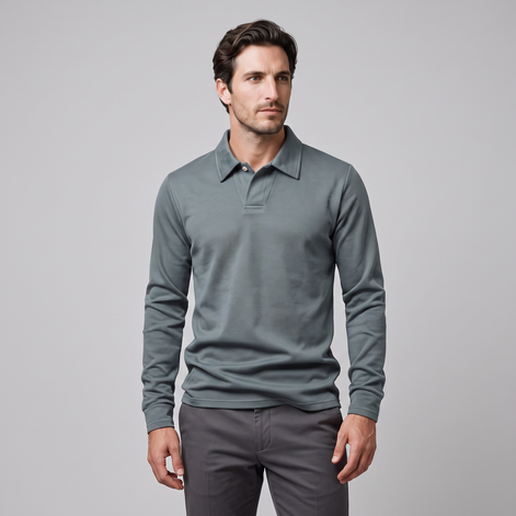 Men's Piqué Long Sleeve Polo Shirt