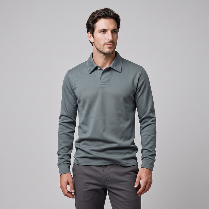 Men's Piqué Long Sleeve Polo Shirt