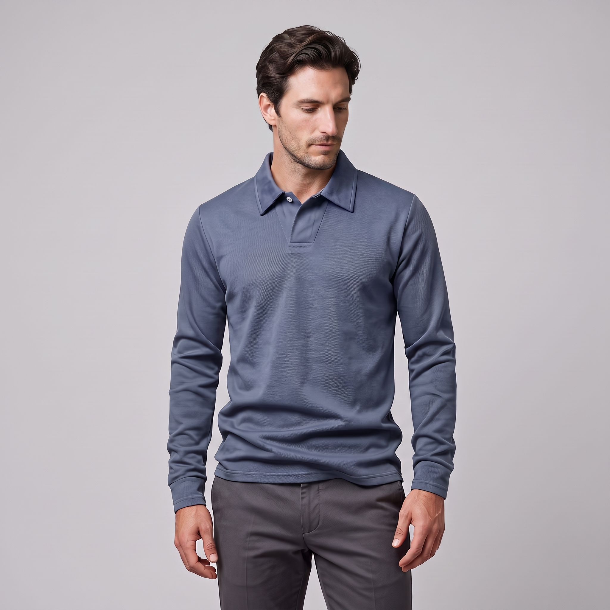 Men's Piqué Long Sleeve Polo Shirt