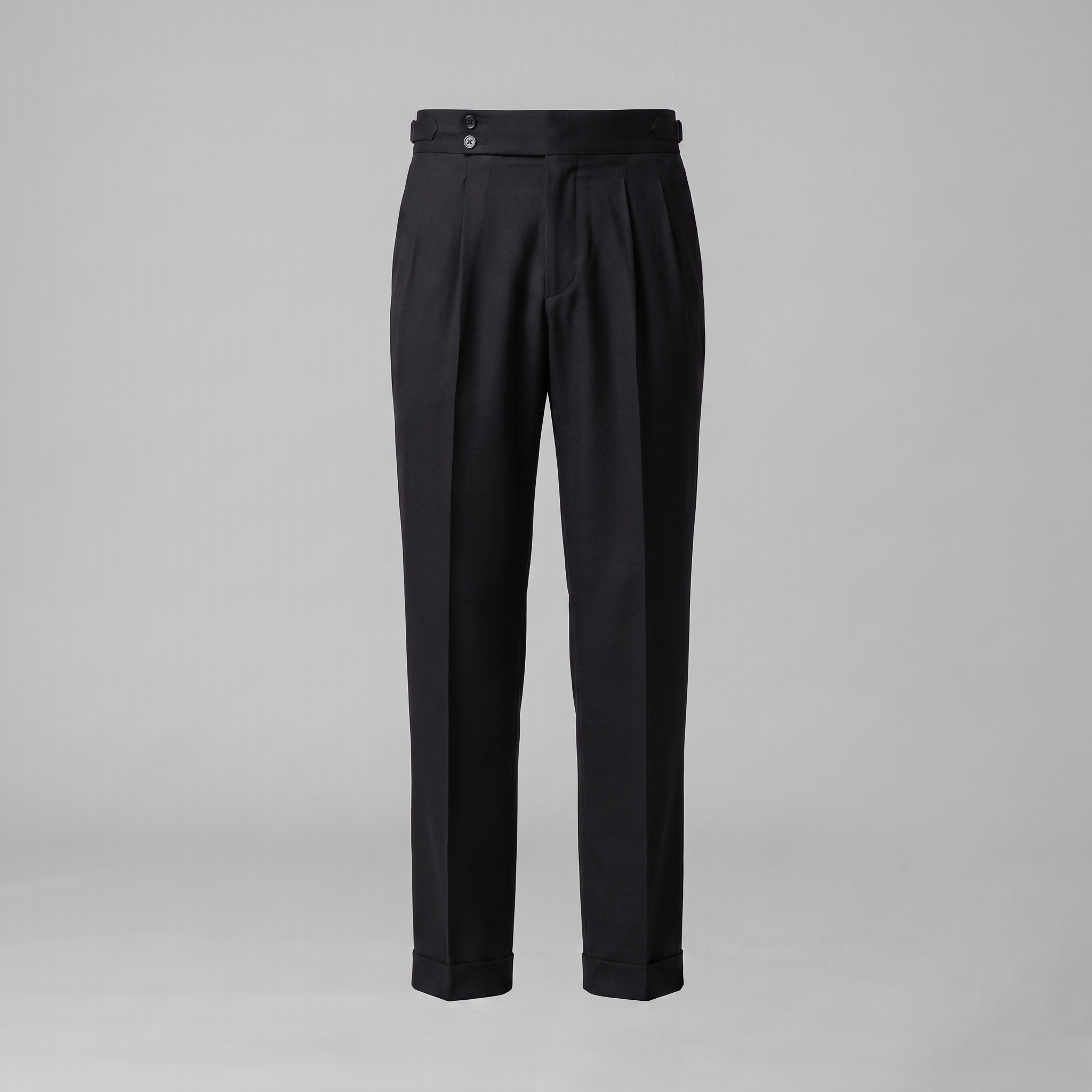 Men's Pleated Tailored Trousers with Turn-Ups