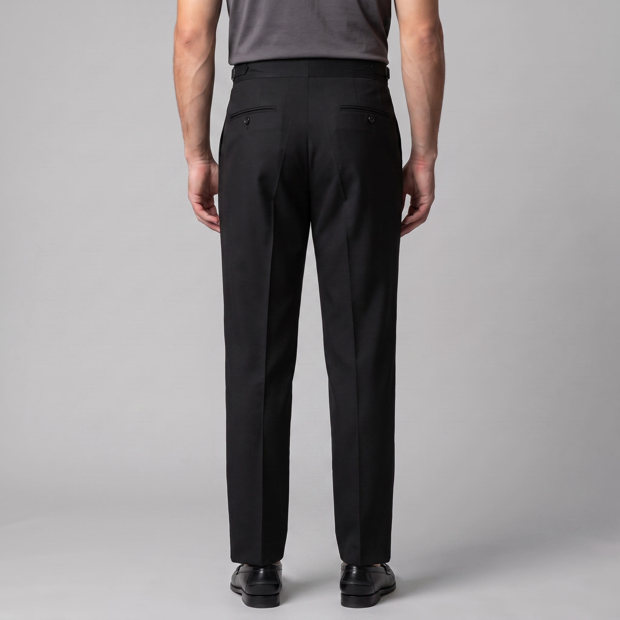 Men's Pleated Tailored Trousers with Turn-Ups