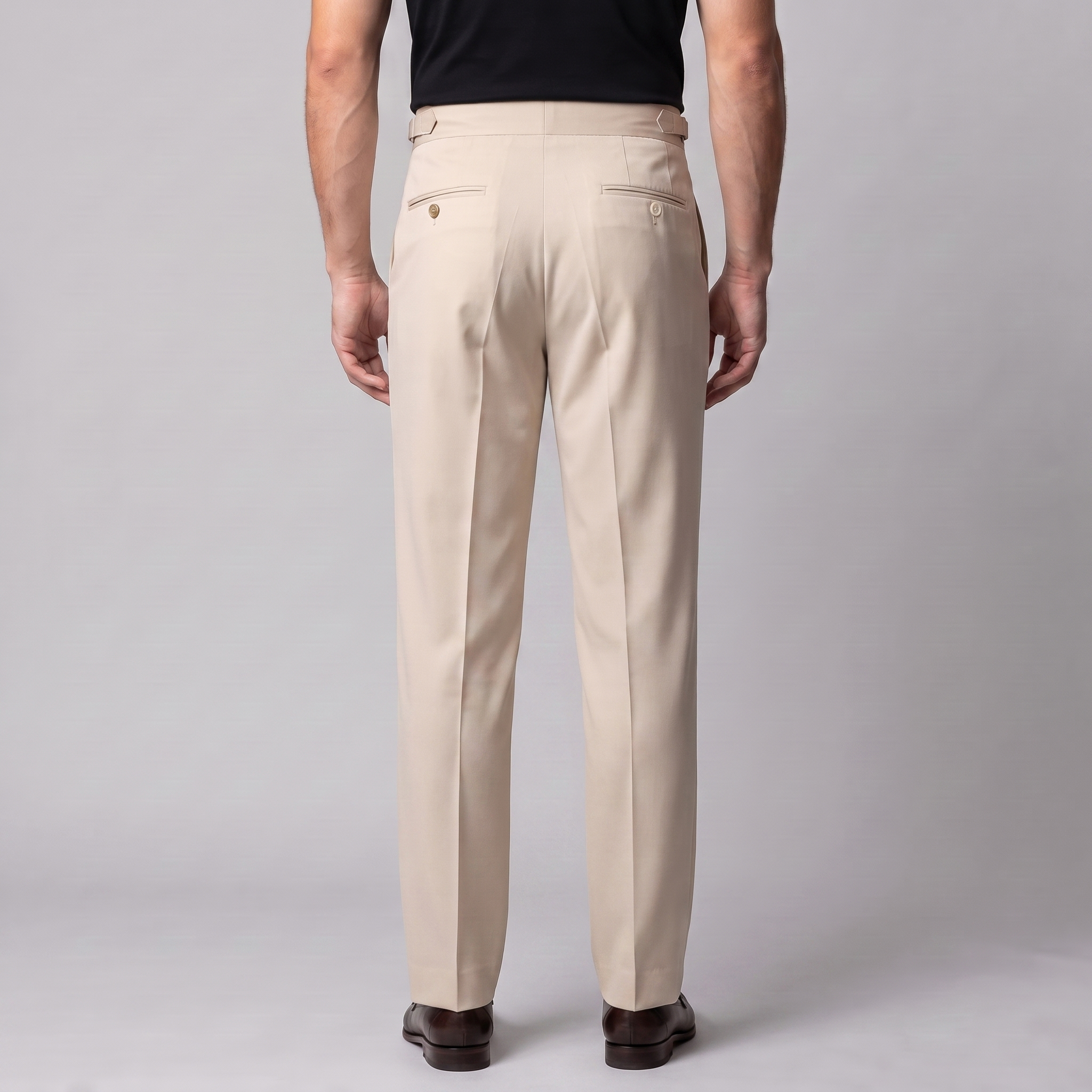 Men's Pleated Tailored Trousers with Turn-Ups