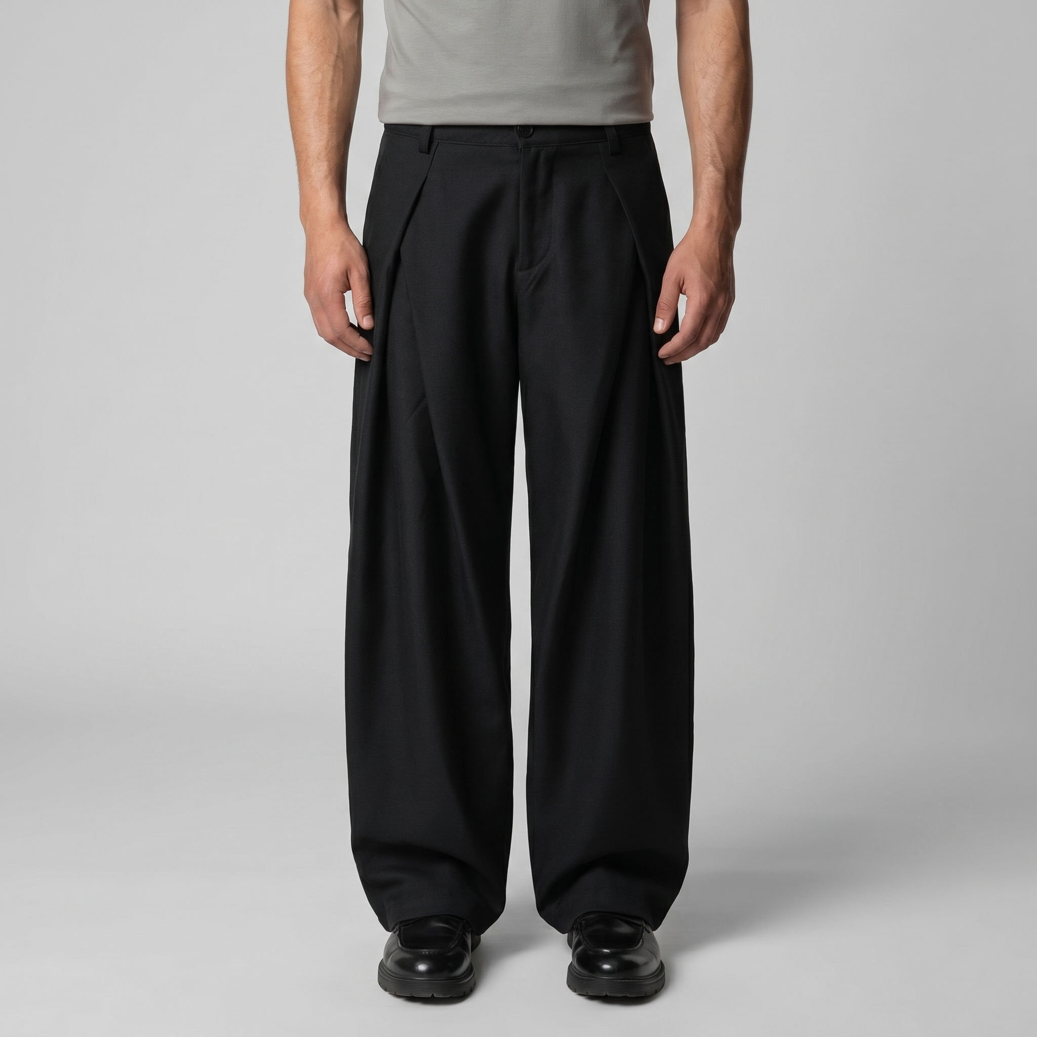 Men's Pleated Wide-Leg Tailored Trousers