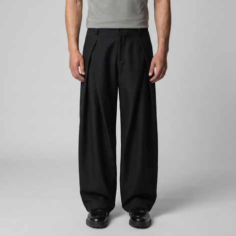 Men's Pleated Wide-Leg Tailored Trousers