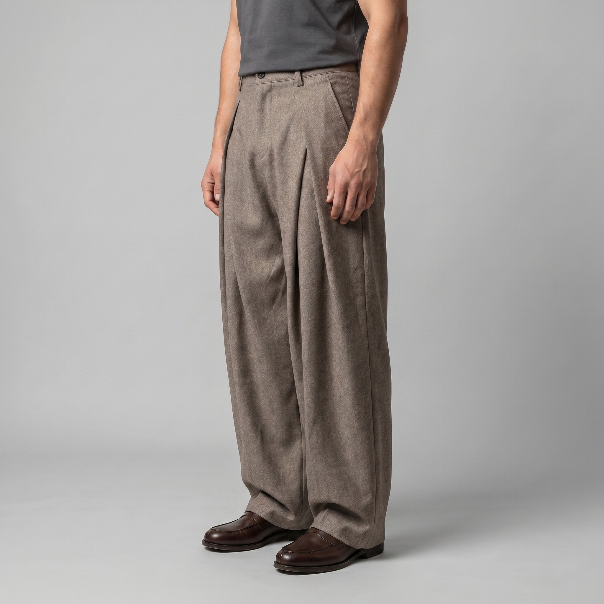 Men's Pleated Wide-Leg Tailored Trousers