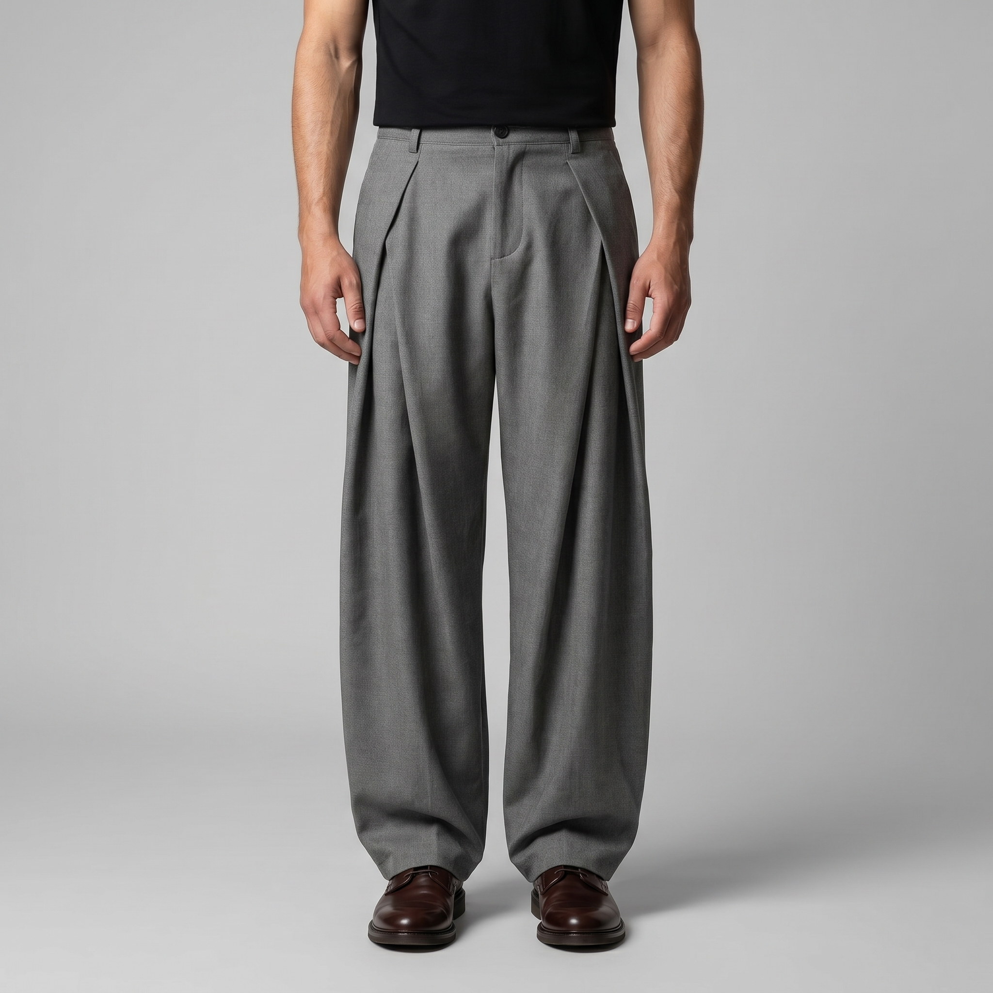 Men's Pleated Wide-Leg Tailored Trousers