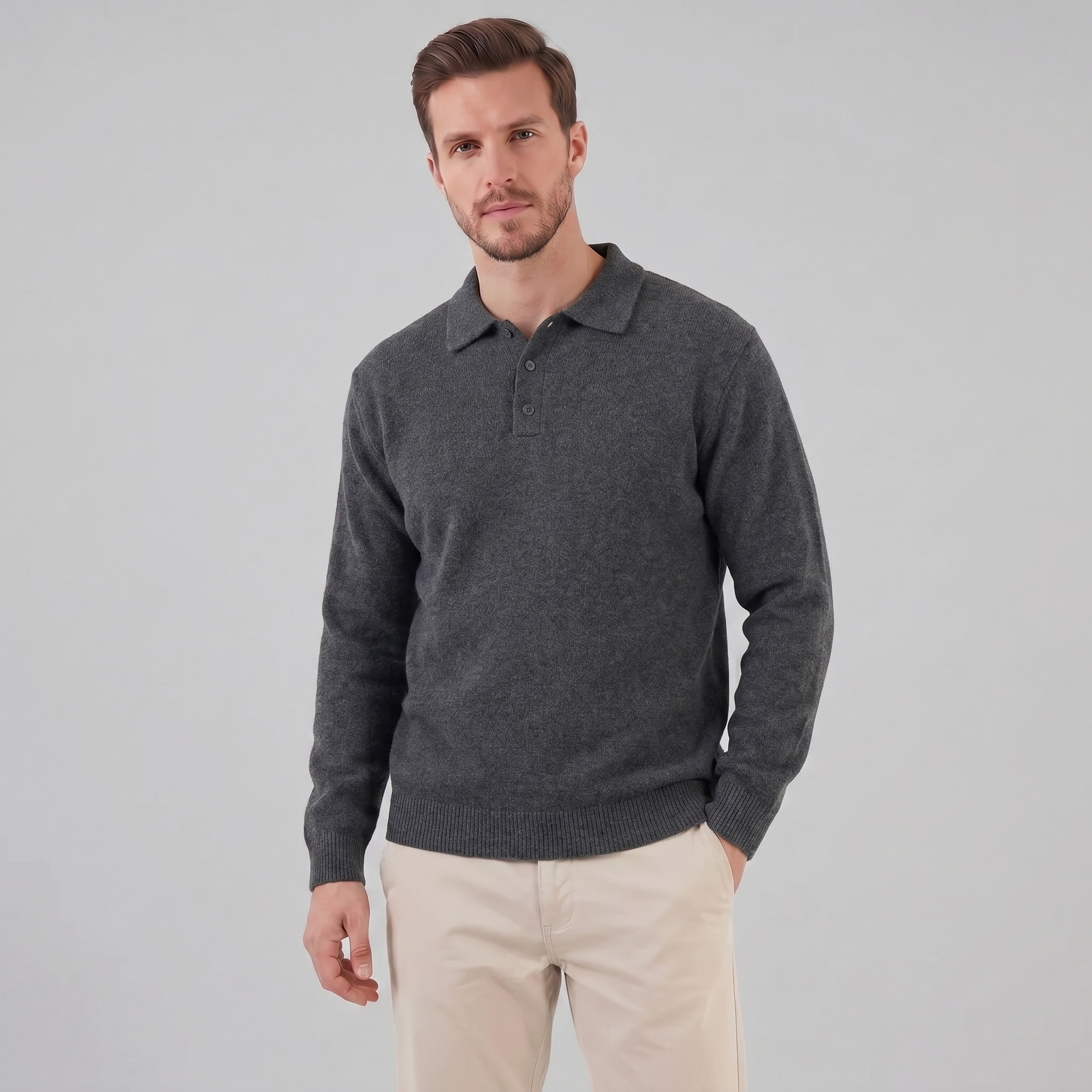 Men's Polo Collar Knit Sweater
