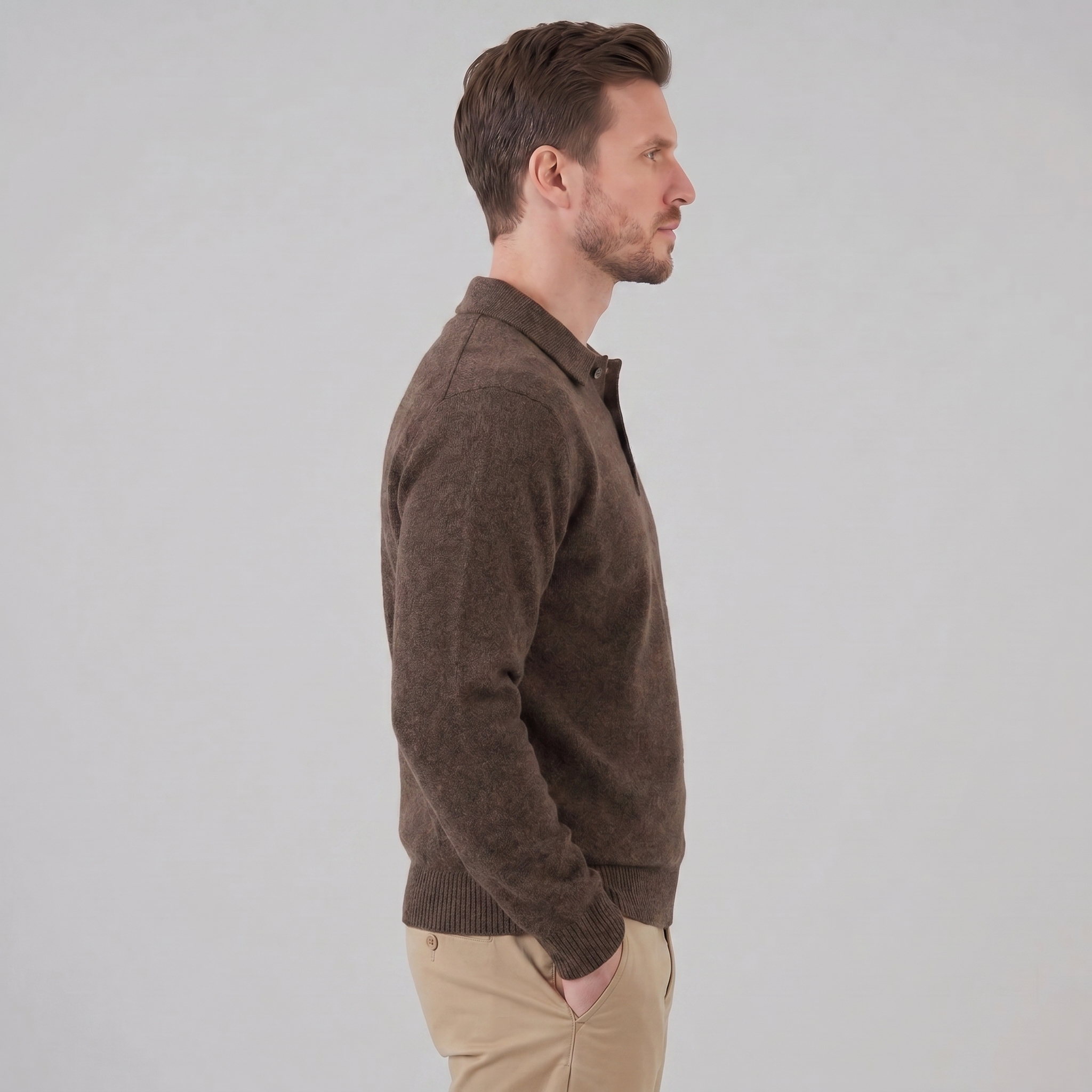 Men's Polo Collar Knit Sweater