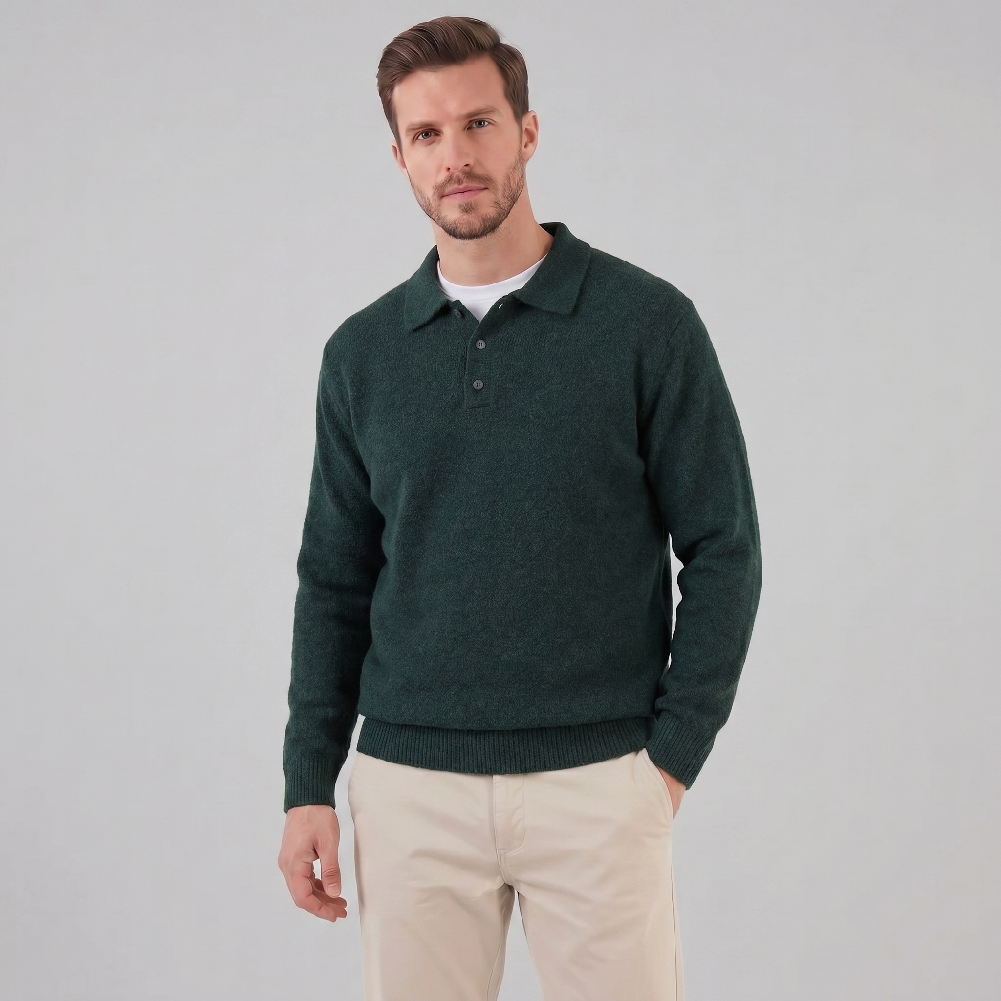 Men's Polo Collar Knit Sweater