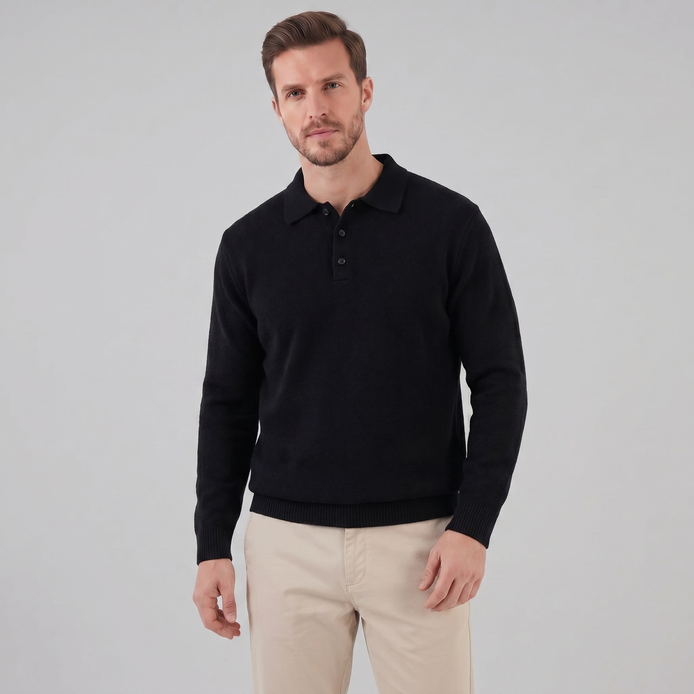 Men's Polo Collar Knit Sweater