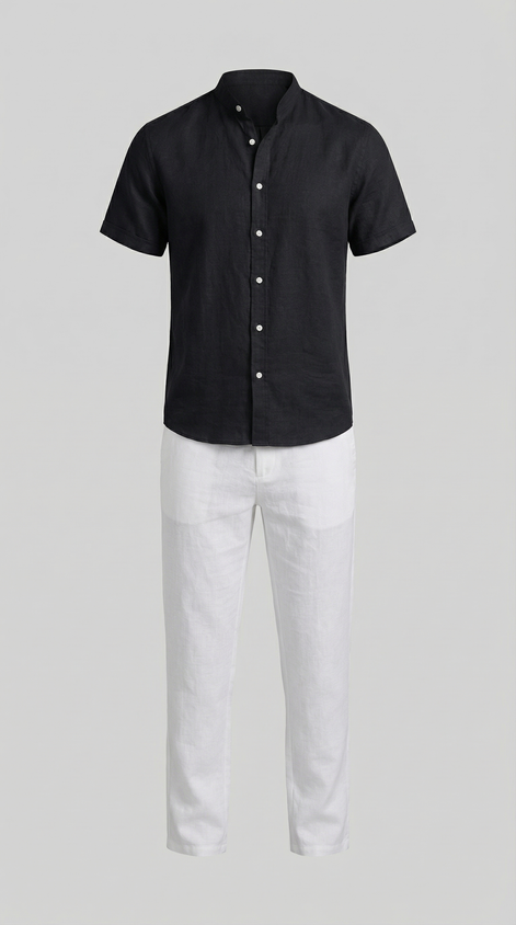 Men's Polo Shirt and Linen Trouser Set