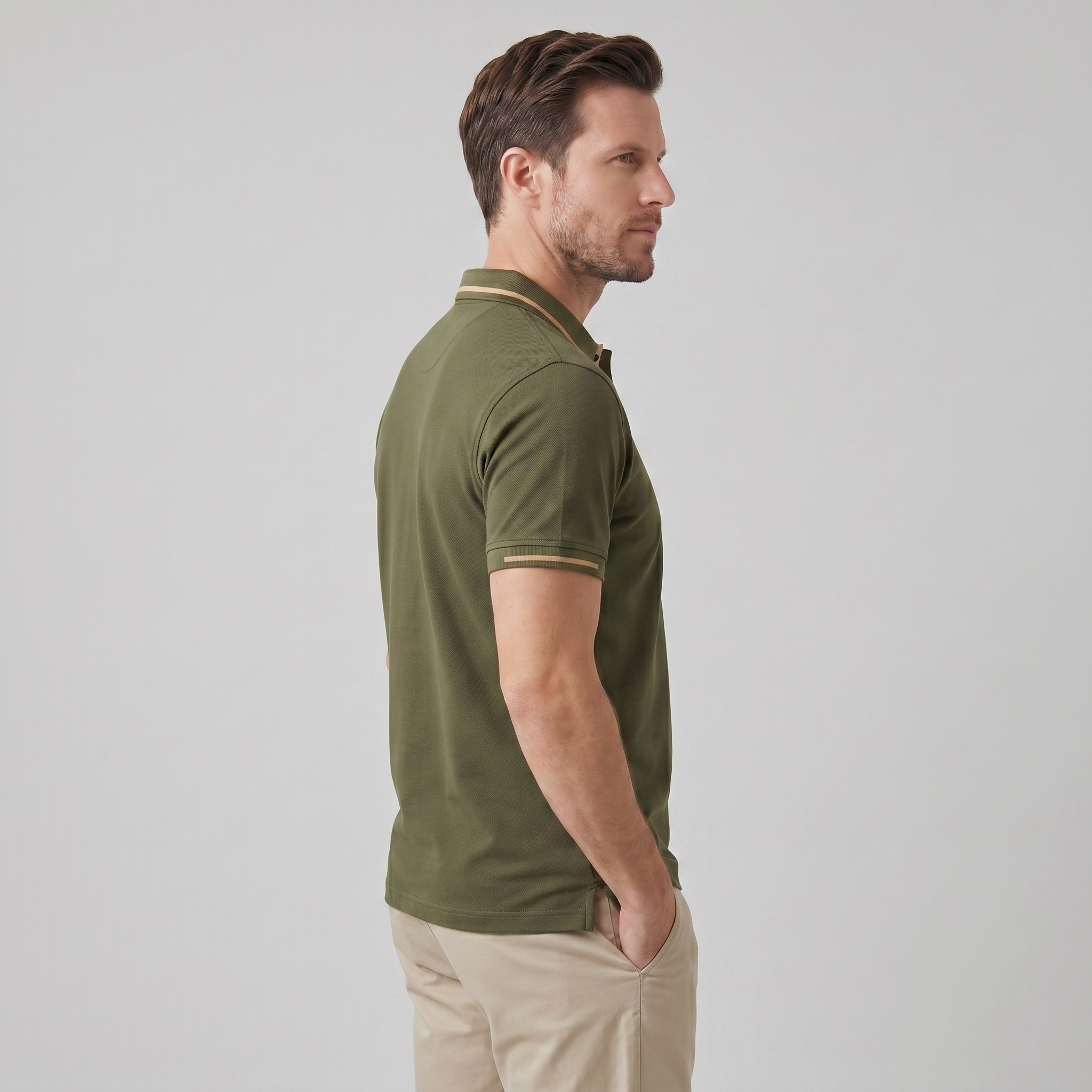 Men's Polo Shirt with Contrast Trim