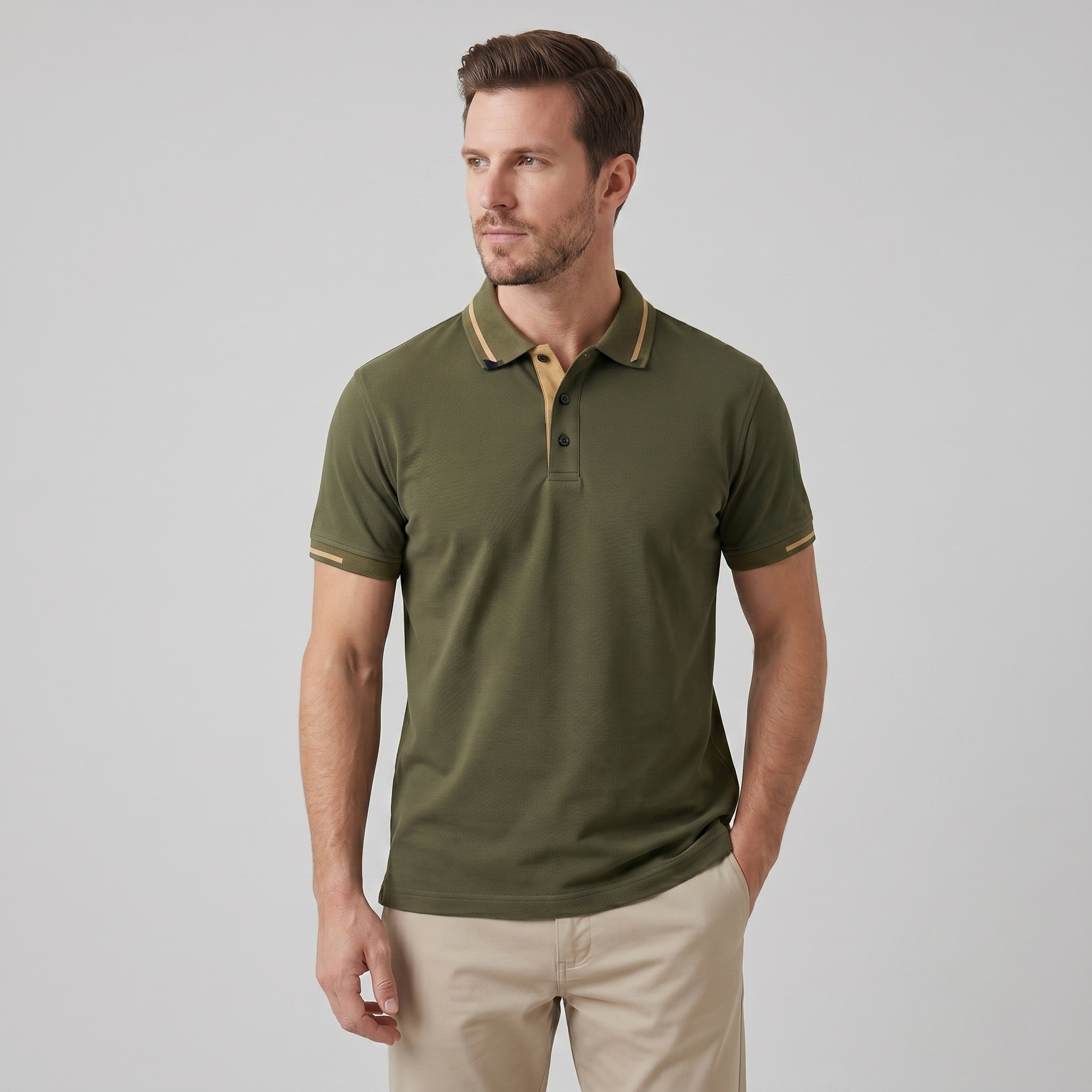 Men's Polo Shirt with Contrast Trim