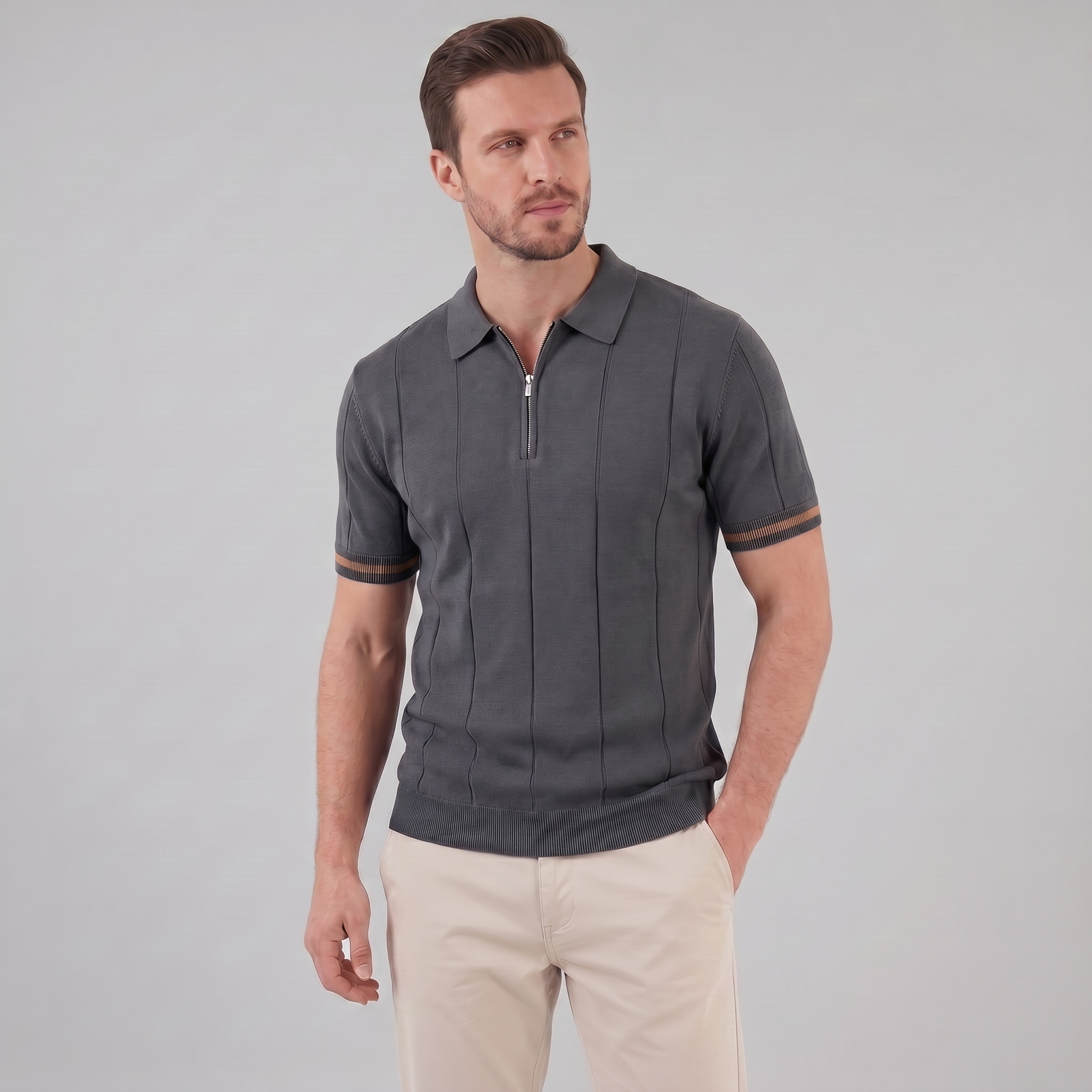 Men's Polo Shirt with Zip Collar