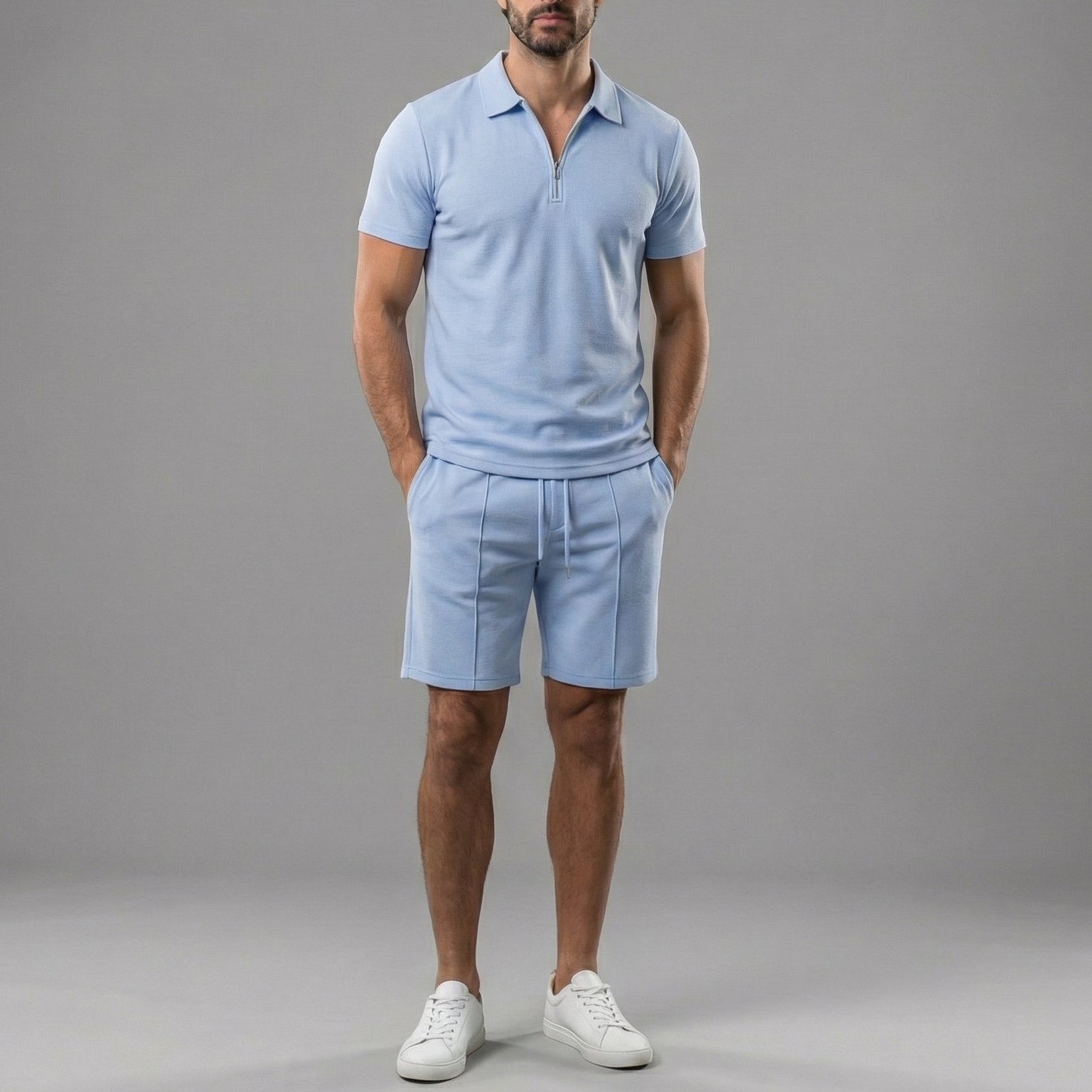 Men's Polo Shirts and Shorts Set for Casual Style