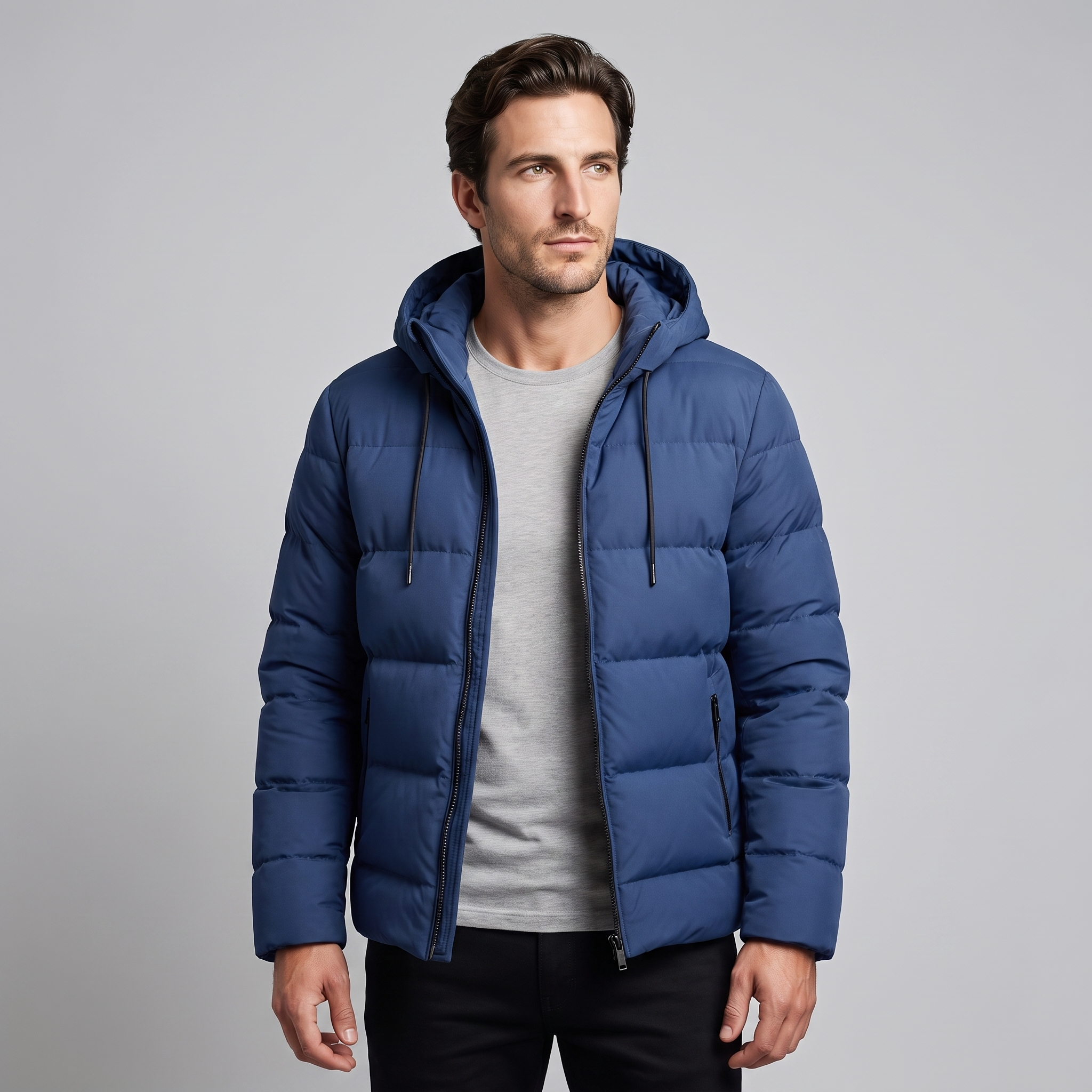 Men's Puffer Winter Jacket with Quilted Insulation