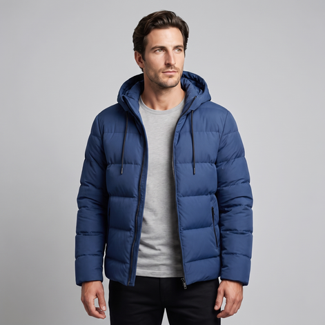 Men's Puffer Winter Jacket with Quilted Insulation