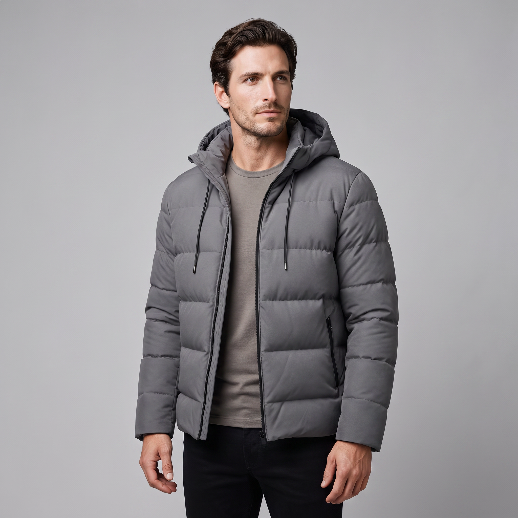 Men's Puffer Winter Jacket with Quilted Insulation